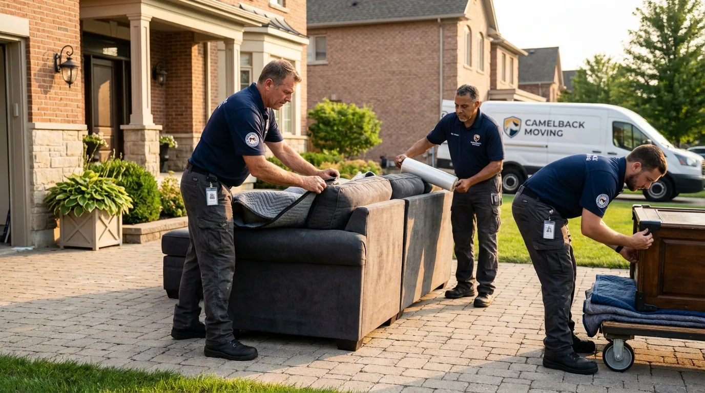 Large estate moving crew wrapping furniture in Manila, AR